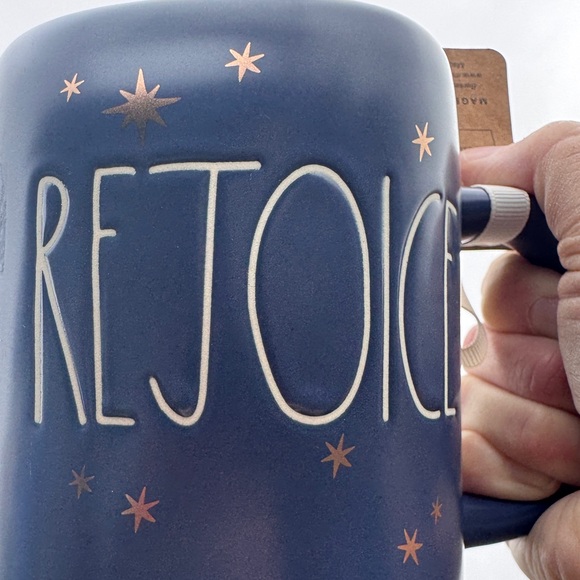 ⭐️ Rae Dunn 'Rejoice' Mug with Star Accents Beautiful dark navy blue - Picture 7 of 7